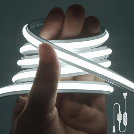 Dimmable Lumière au néon LED COB, Bande LED IP65 Etanche Bande Lumineuse 220V Super Lumineux 240 LEDS/M Autocollant Flex Bande l