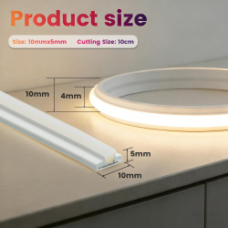 Dimmable Lumière au néon LED COB, Bande LED IP65 Etanche Bande Lumineuse 220V Super Lumineux 240 LEDS/M Autocollant Flex Bande l