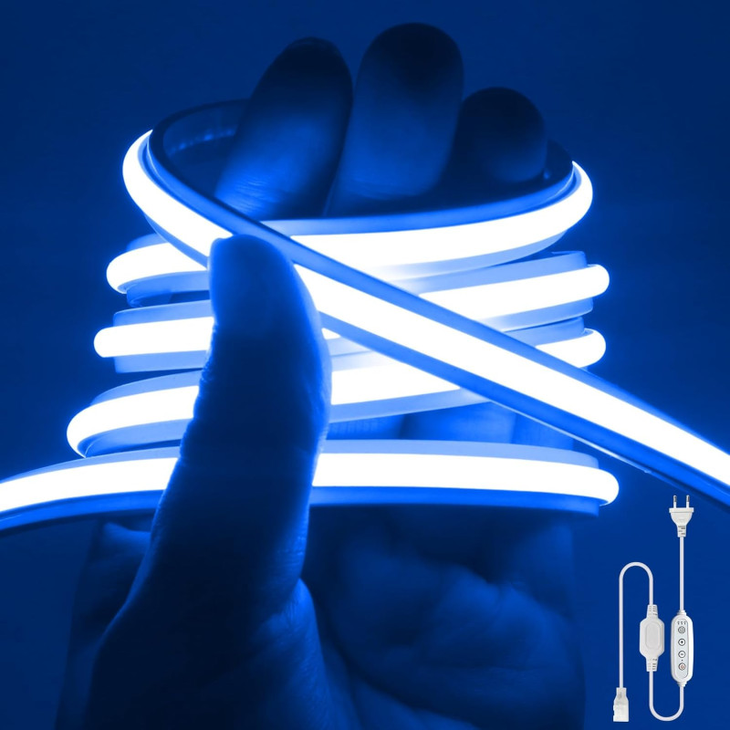 Dimmable Lumière au néon LED COB, Bande LED IP65 Etanche Bande Lumineuse 220V Super Lumineux 240 LEDS/M Autocollant Flex Bande l