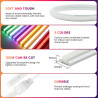 Dimmable Lumière au néon LED COB, Bande LED IP65 Etanche Bande Lumineuse 220V Super Lumineux 240 LEDS/M Autocollant Flex Bande l