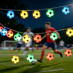 Guirlande lumineuse LED Football, 3m Guirlande lumineuse en forme de football, Guirlande Illuminée Ballon de Football, Guirlande