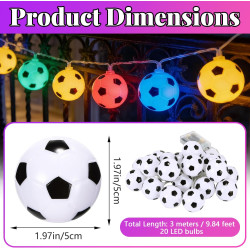 Guirlande lumineuse LED Football, 3m Guirlande lumineuse en forme de football, Guirlande Illuminée Ballon de Football, Guirlande
