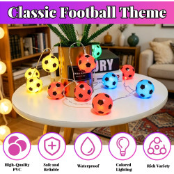 Guirlande lumineuse LED Football, 3m Guirlande lumineuse en forme de football, Guirlande Illuminée Ballon de Football, Guirlande