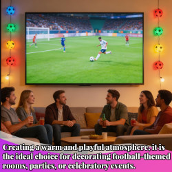 Guirlande lumineuse LED Football, 3m Guirlande lumineuse en forme de football, Guirlande Illuminée Ballon de Football, Guirlande