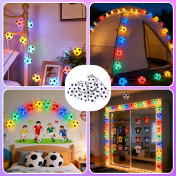 Guirlande lumineuse LED Football, 3m Guirlande lumineuse en forme de football, Guirlande Illuminée Ballon de Football, Guirlande