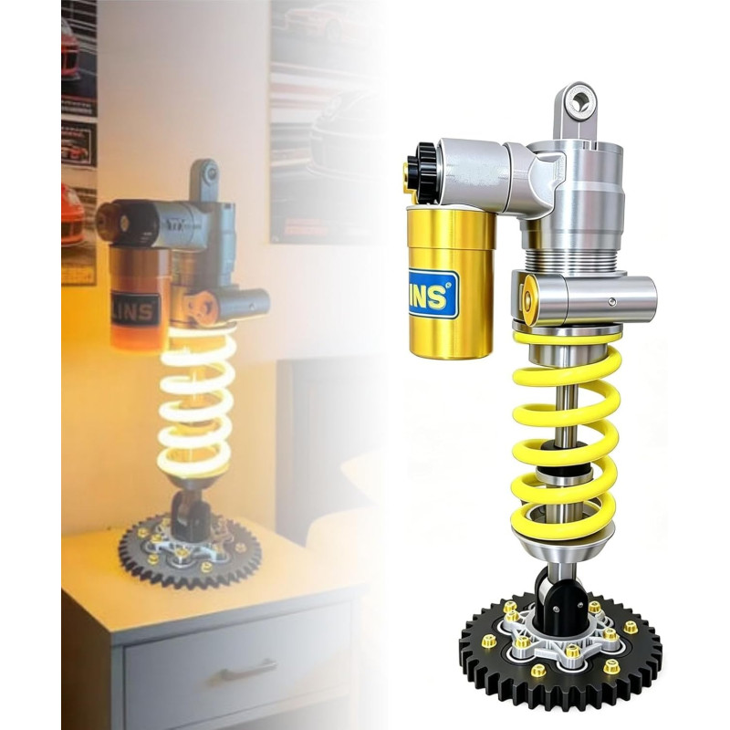 Générique Lampe de table à amortisseur – Veilleuse LED style industriel, tactile et réglable, 3 couleurs d'éclairage, chargement
