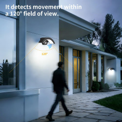 Jiehe Applique Murale Exterieur avec Détecteur de Mouvement, 12W Lampe Murale LED, Éclairage Mural Etanche IP65 Exterieur/Interi