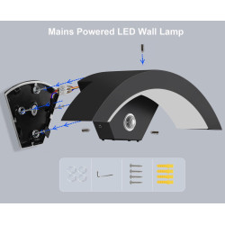 Jiehe Applique Murale Exterieur avec Détecteur de Mouvement, 12W Lampe Murale LED, Éclairage Mural Etanche IP65 Exterieur/Interi