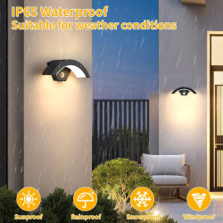 Jiehe Applique Murale Exterieur avec Détecteur de Mouvement, 12W Lampe Murale LED, Éclairage Mural Etanche IP65 Exterieur/Interi