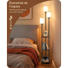 EDISHINE Lampadaire sur Pied pour Salon, Lampe sur Pied LED 3-Flamme avec Étagère et Abat-Jour en Lin, Douille E27, Ampoules Inc