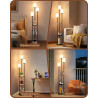 EDISHINE Lampadaire sur Pied pour Salon, Lampe sur Pied LED 3-Flamme avec Étagère et Abat-Jour en Lin, Douille E27, Ampoules Inc
