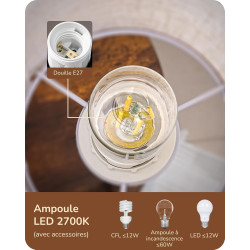 EDISHINE Lampadaire sur Pied pour Salon, Lampe sur Pied LED 3-Flamme avec Étagère et Abat-Jour en Lin, Douille E27, Ampoules Inc