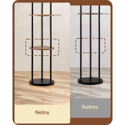 EDISHINE Lampadaire sur Pied pour Salon, Lampe sur Pied LED 3-Flamme avec Étagère et Abat-Jour en Lin, Douille E27, Ampoules Inc