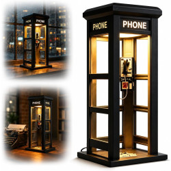 Lampe de table rétro pour cabine téléphonique, mini cabine téléphonique vintage, lumière d'accentuation LED chaude, style classi