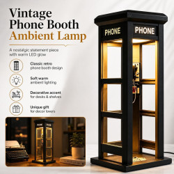 Lampe de table rétro pour cabine téléphonique, mini cabine téléphonique vintage, lumière d'accentuation LED chaude, style classi