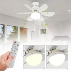 Ventilateur de Plafond avec Lumière et Telecommande, 52cm Dimmable LED Ventilateur Plafond, 40W Lustre Ventilateurs de Plafond a