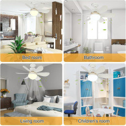 Ventilateur de Plafond avec Lumière et Telecommande, 52cm Dimmable LED Ventilateur Plafond, 40W Lustre Ventilateurs de Plafond a