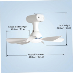 Ventilateur de plafond solaire portable avec télécommande, batterie 6000 mAh et panneau 6 W, idéal pour une utilisation intérieu