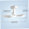 Ventilateur de plafond solaire portable avec télécommande, batterie 6000 mAh et panneau 6 W, idéal pour une utilisation intérieu