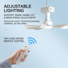 Ventilateur de plafond solaire portable avec télécommande, batterie 6000 mAh et panneau 6 W, idéal pour une utilisation intérieu