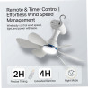 Ventilateur de plafond solaire portable avec télécommande, batterie 6000 mAh et panneau 6 W, idéal pour une utilisation intérieu