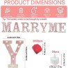 Lot de 2031 lettres lumineuses Marry Me pour décoration de demande en mariage, 2000 pétales de rose, plaque Marry Me avec 24 bou