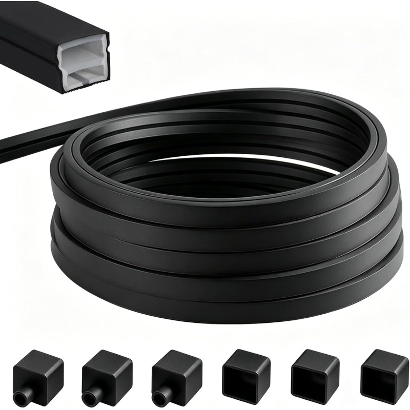 Profil en silicone pour bande LED 6M, Profil flexible 12x12mm, Diffuseur étanche pour bande LED, Cache en silicone pour panneaux