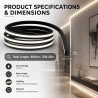 Profil en silicone pour bande LED 6M, Profil flexible 12x12mm, Diffuseur étanche pour bande LED, Cache en silicone pour panneaux