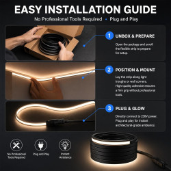 Profil en silicone pour bande LED 6M, Profil flexible 12x12mm, Diffuseur étanche pour bande LED, Cache en silicone pour panneaux