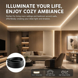 Profil en silicone pour bande LED 6M, Profil flexible 12x12mm, Diffuseur étanche pour bande LED, Cache en silicone pour panneaux