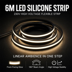 Profil en silicone pour bande LED 6M, Profil flexible 12x12mm, Diffuseur étanche pour bande LED, Cache en silicone pour panneaux