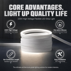 Profil en silicone pour bande LED 6M, Profil flexible 12x12mm, Diffuseur étanche pour bande LED, Cache en silicone pour panneaux