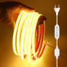 Dimmable Ruban LED COB avec Fonction Minuterie, Lumière au LED IP65 étanche 230V 288LEDs/m Silicone Bandeau Autocollant Flex Rub