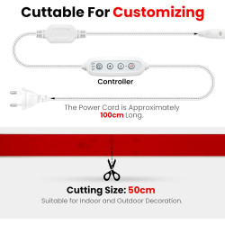 Dimmable Ruban LED COB avec Fonction Minuterie, Lumière au LED IP65 étanche 230V 288LEDs/m Silicone Bandeau Autocollant Flex Rub