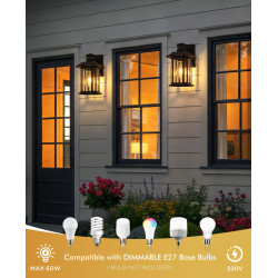 FTL Applique Extérieure avec Détecteur de Mouvement, 3 Modes E27 Lanterne Murale pour Extérieur, Noire Porche Luminaire Exterieu