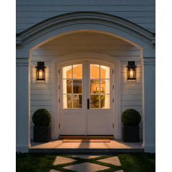FTL Applique Extérieure avec Détecteur de Mouvement, 3 Modes E27 Lanterne Murale pour Extérieur, Noire Porche Luminaire Exterieu