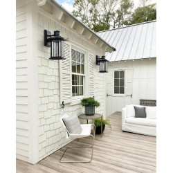 FTL Applique Extérieure avec Détecteur de Mouvement, 3 Modes E27 Lanterne Murale pour Extérieur, Noire Porche Luminaire Exterieu