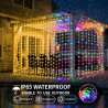 3 EN 1 Rideau lumineux solaire d'extérieur 3 x 3 m, guirlande lumineuse à 300 LED, 8 modes, rideau lumineux solaire étanche IP65