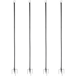 Lot de 4 barres lumineuses de 3 m - Poles lumineux d'extérieur avec fourchette - Mâts lumineux suspendus en métal pour éclairage