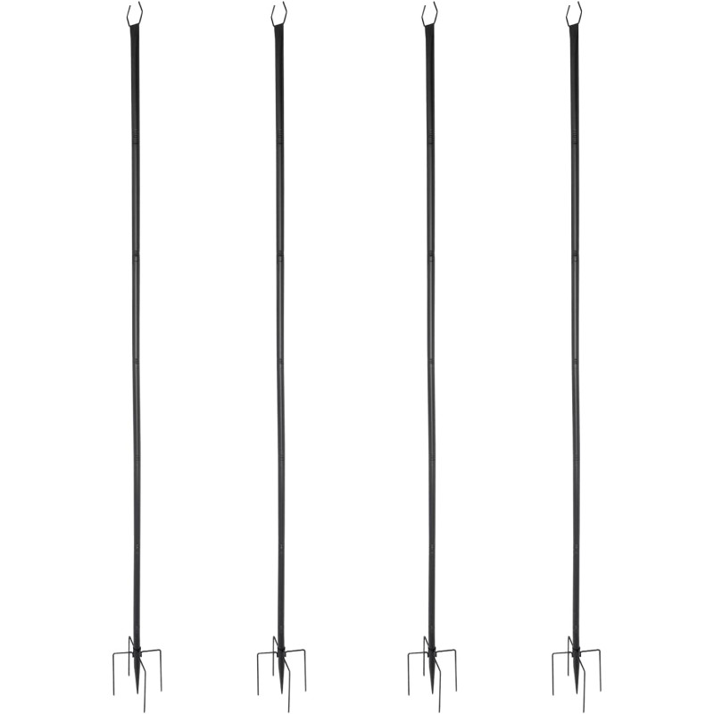 Lot de 4 barres lumineuses de 3 m - Poles lumineux d'extérieur avec fourchette - Mâts lumineux suspendus en métal pour éclairage