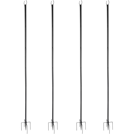 Lot de 4 barres lumineuses de 3 m - Poles lumineux d'extérieur avec fourchette - Mâts lumineux suspendus en métal pour éclairage