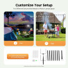 Lot de 4 barres lumineuses de 3 m - Poles lumineux d'extérieur avec fourchette - Mâts lumineux suspendus en métal pour éclairage