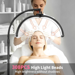 CGBE Lampe Extension de Cils Demi-lune: Pliable LED Lampadaire Cils avec Support de Téléphone - 360° Rotative Tête - Luminosité 