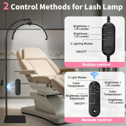 CGBE Lampe Extension de Cils Demi-lune: Pliable LED Lampadaire Cils avec Support de Téléphone - 360° Rotative Tête - Luminosité 