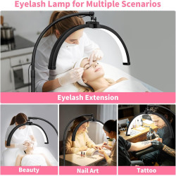 CGBE Lampe Extension de Cils Demi-lune: Pliable LED Lampadaire Cils avec Support de Téléphone - 360° Rotative Tête - Luminosité 