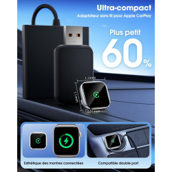 Boîtier CarPlay sans Fil pour GPS Portable pour Voiture – pour écran monté sur Tableau de Bord, convertit CarPlay Filaire en san