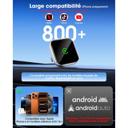 Boîtier CarPlay sans Fil pour GPS Portable pour Voiture – pour écran monté sur Tableau de Bord, convertit CarPlay Filaire en san
