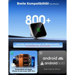 Adaptateur CarPlay sans Fil avec Prise en Charge GPS et Navigation, CarPlay sans Fil pour véhicules à partir de 2016, Wi-FI 5 GH