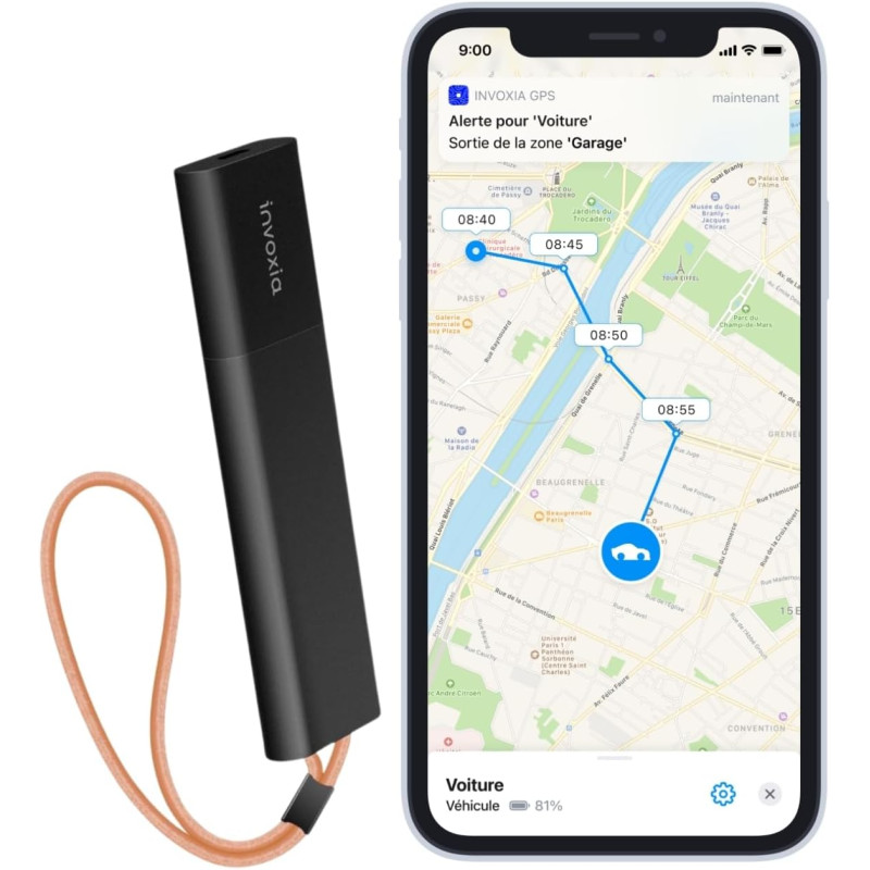 Invoxia Tracker GPS Classic - Abonnement 3 Ans Inclus - pour Voitures, Motos, Vélos, Enfants - Alertes de Mouvement et d’Inclina