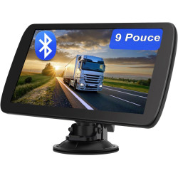 Gps voiture 9 pouces avec bleutooth 2025 – navigation europe, mises à jour gratuites, alerte de vitesse, guidage vocal, compatib